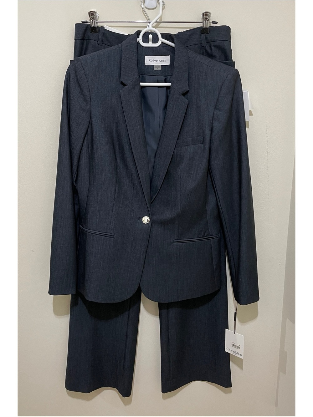 Calvin Klein Women's Black & Gray Pinstripe Suit - Blazer & Pants Retail: $150